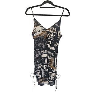 Victoria's Secret VS X Balmain Lace Up Graphic Slip Dress Runway 2017 Medium
